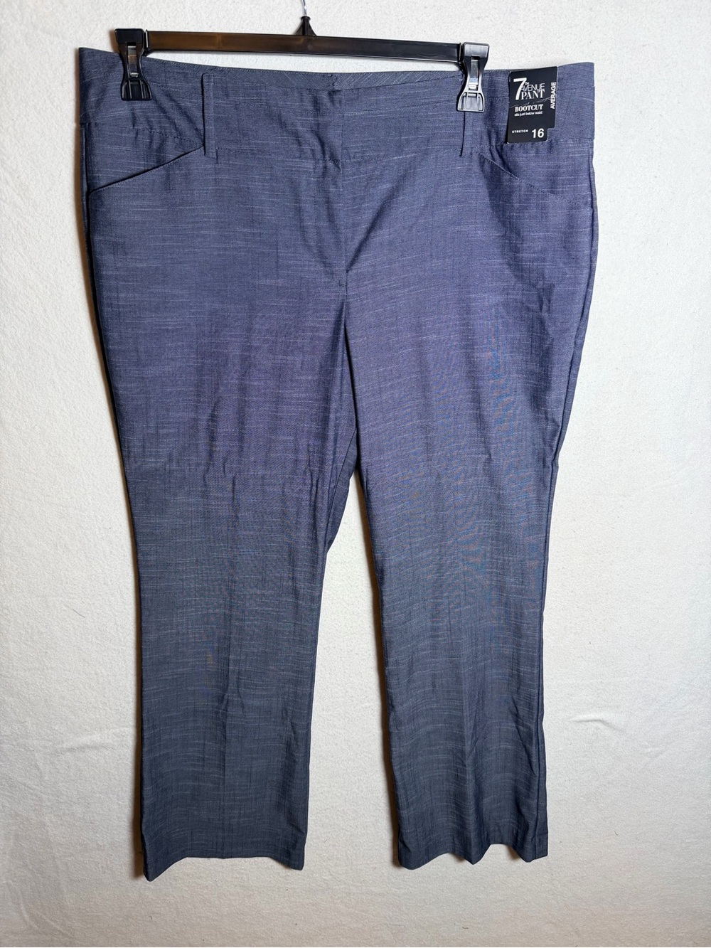 NWT New York & Company 7th Avenue Bootcut Pants Gray Blue Melange Stretch 16 Avg